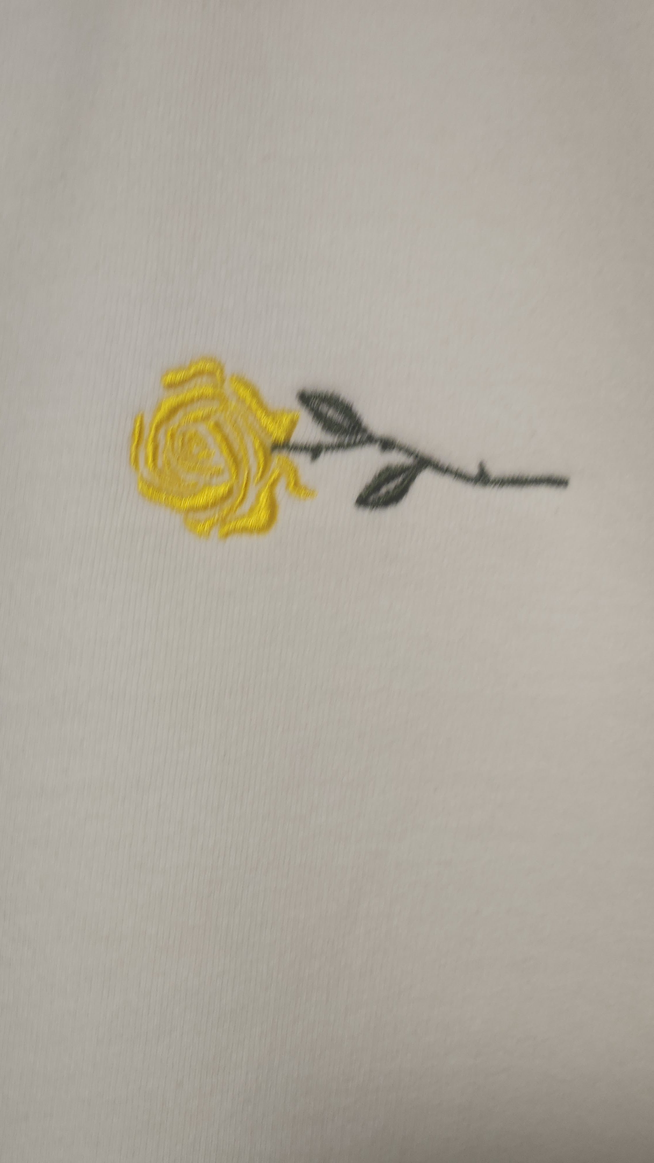 White Cropped Sweatshirt With Green And Yellow Rose