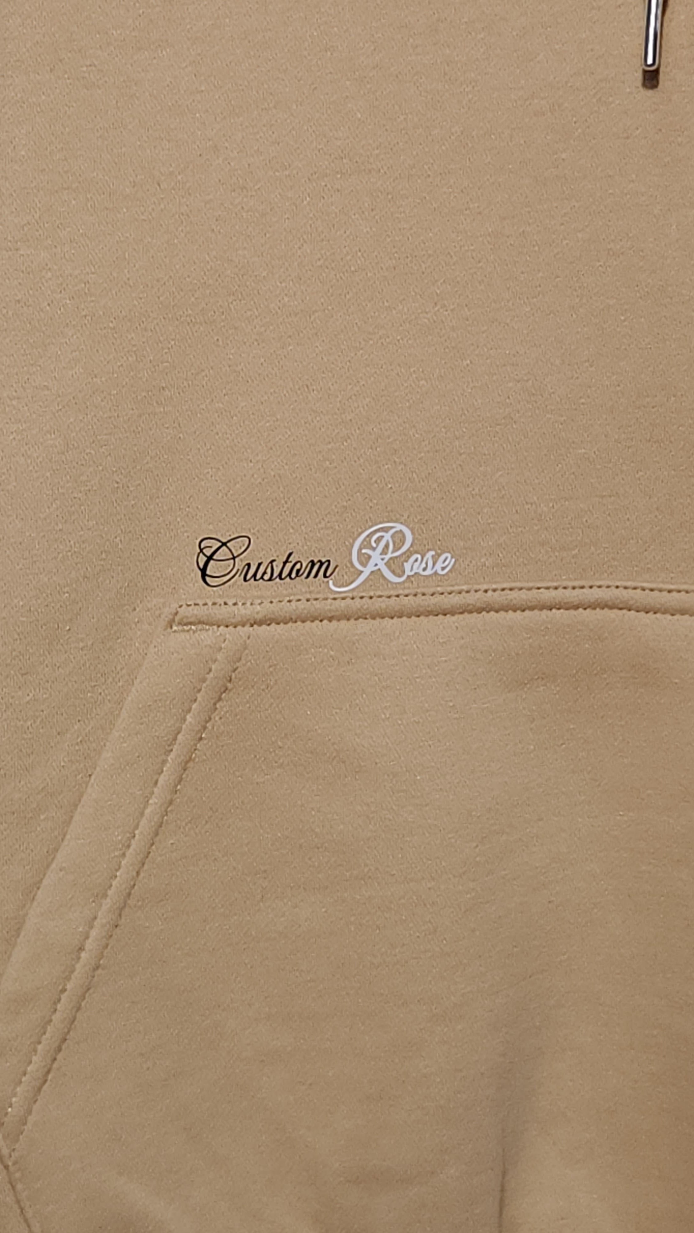 Unisex Beige Heavyweight Hoodie With Double Rose