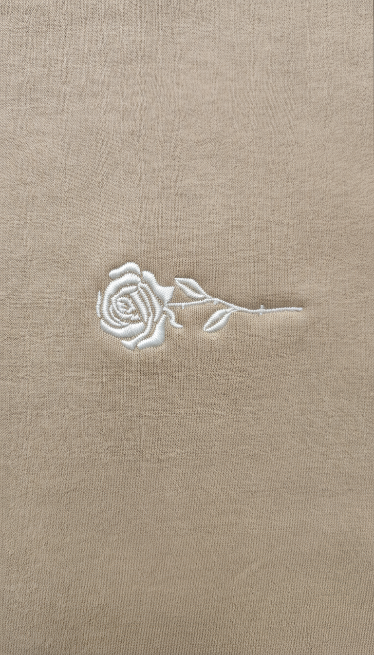 Natural Stone Crewneck Sweatshirt With Rose