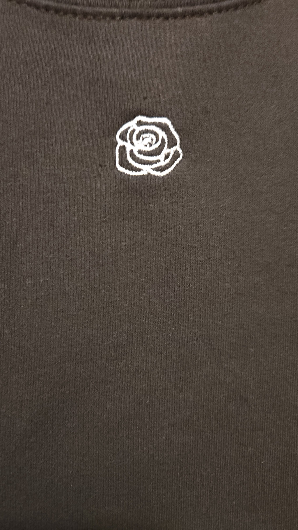 Black Cropped Sweatshirt With Outline Rose