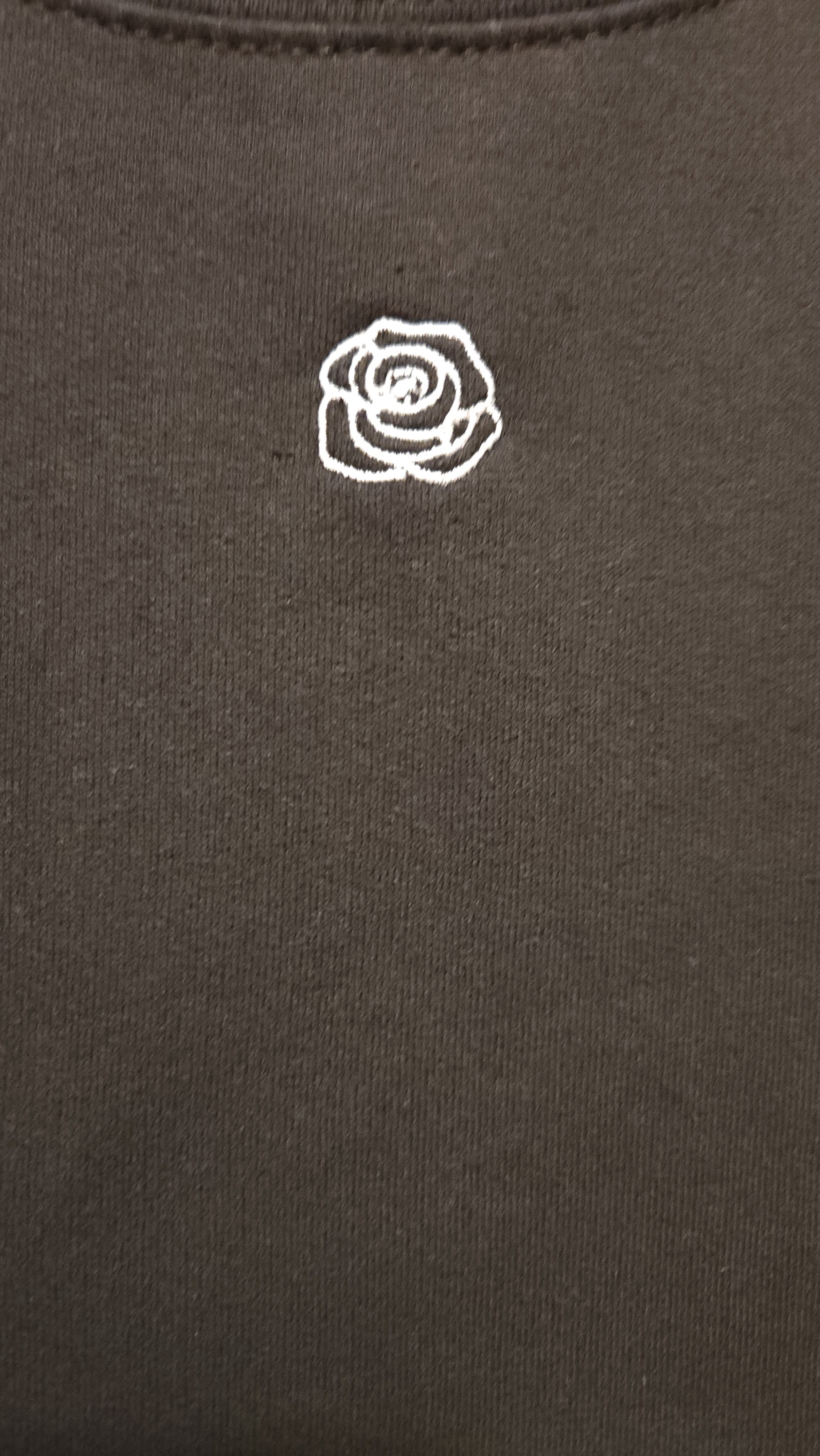 Black Cropped Sweatshirt With Outline Rose