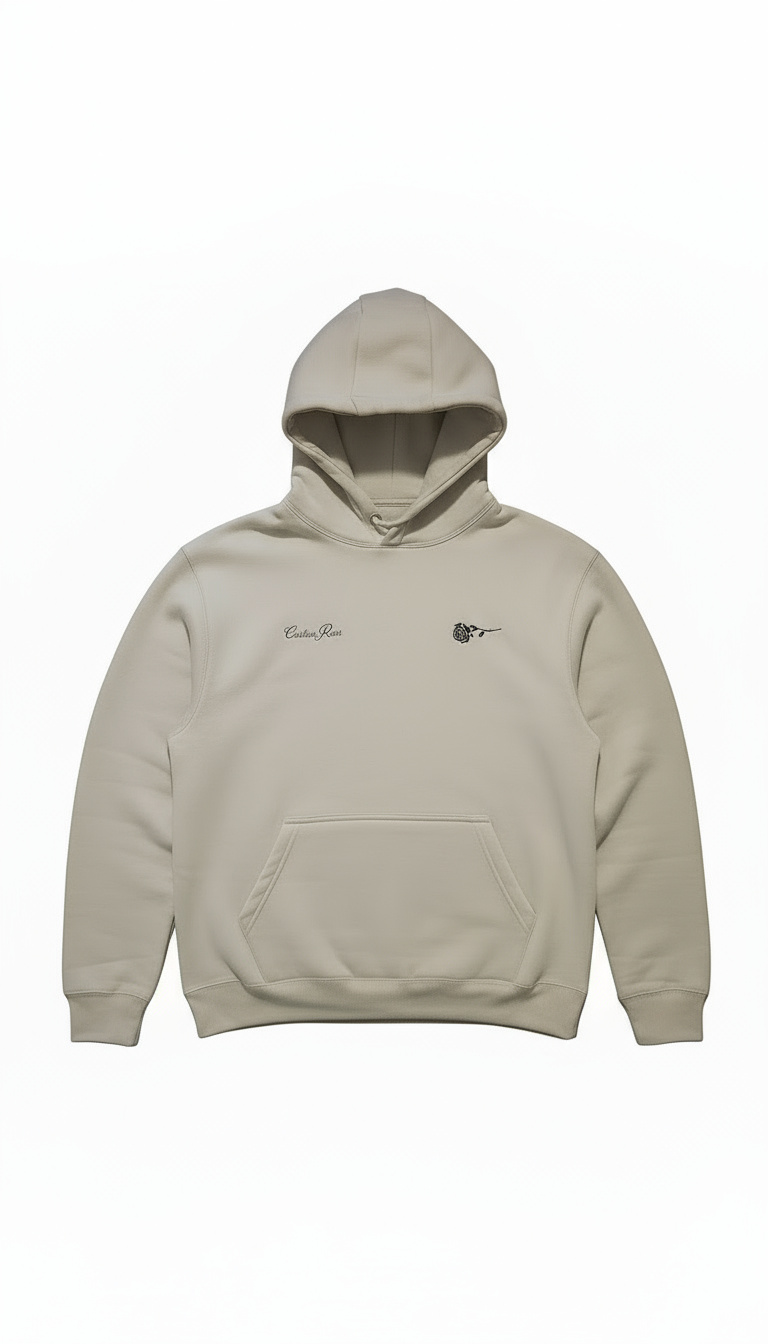 Soft Gray Heavyweight Hoodie With Rose