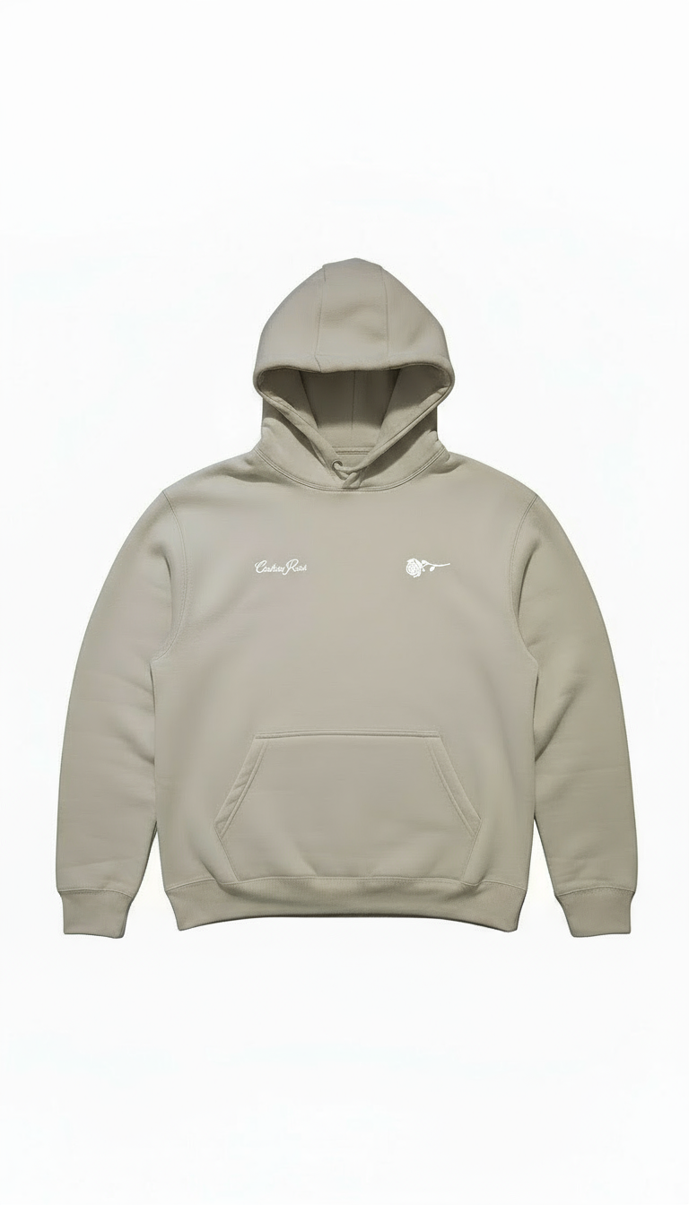 Soft Gray Heavyweight Hoodie With Rose
