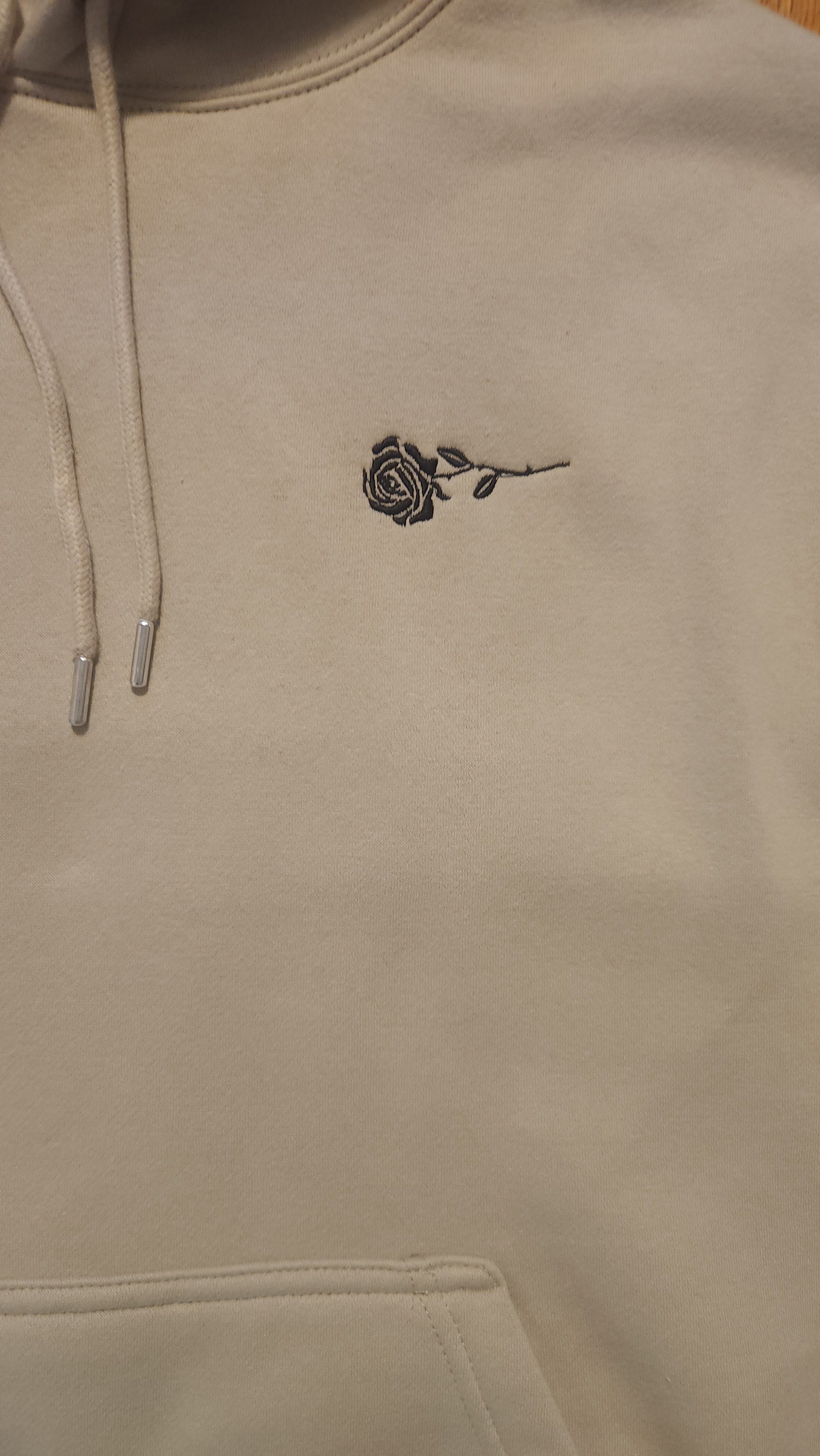 Soft Gray Heavyweight Hoodie With Rose