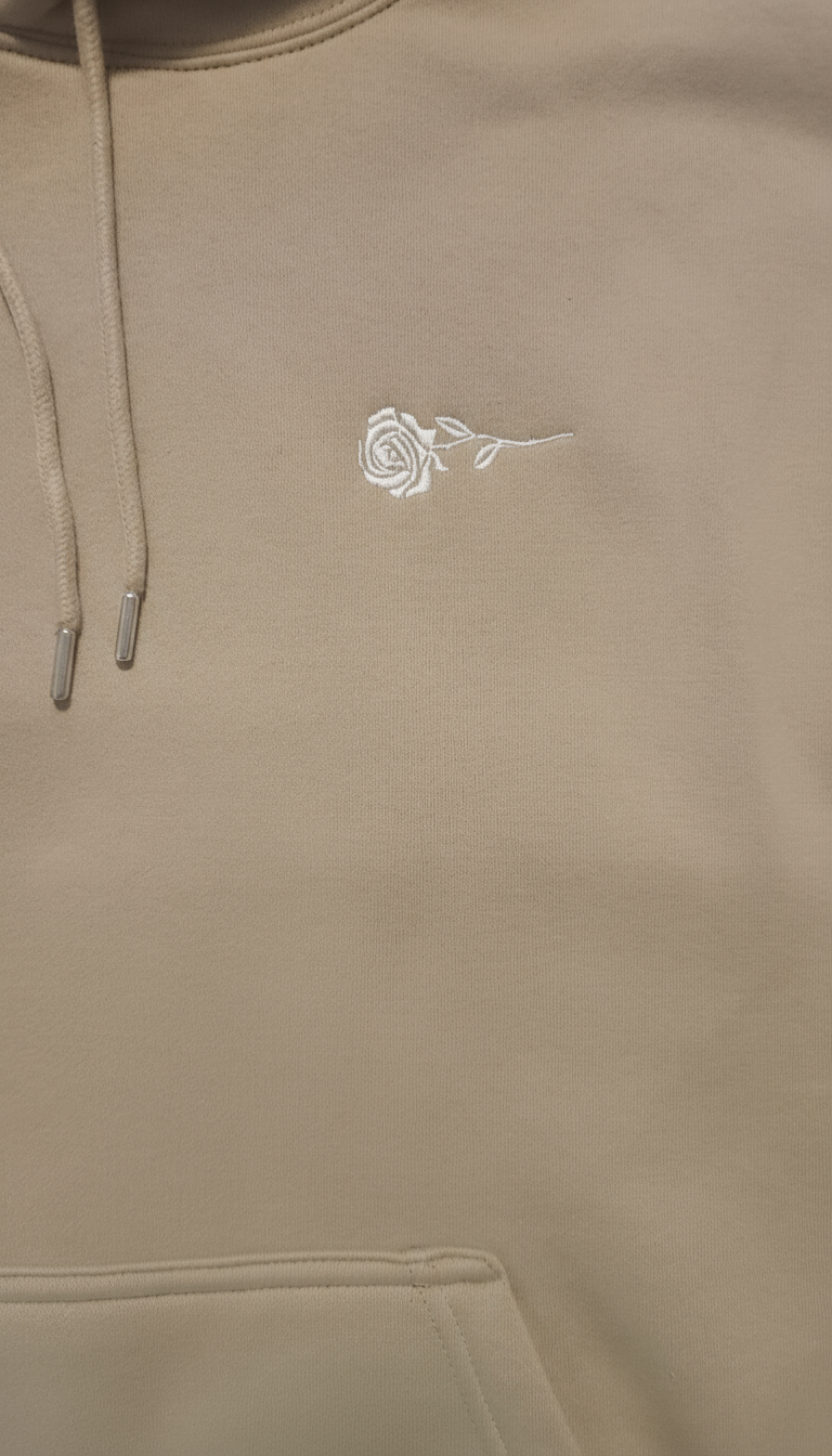Soft Gray Heavyweight Hoodie With Rose