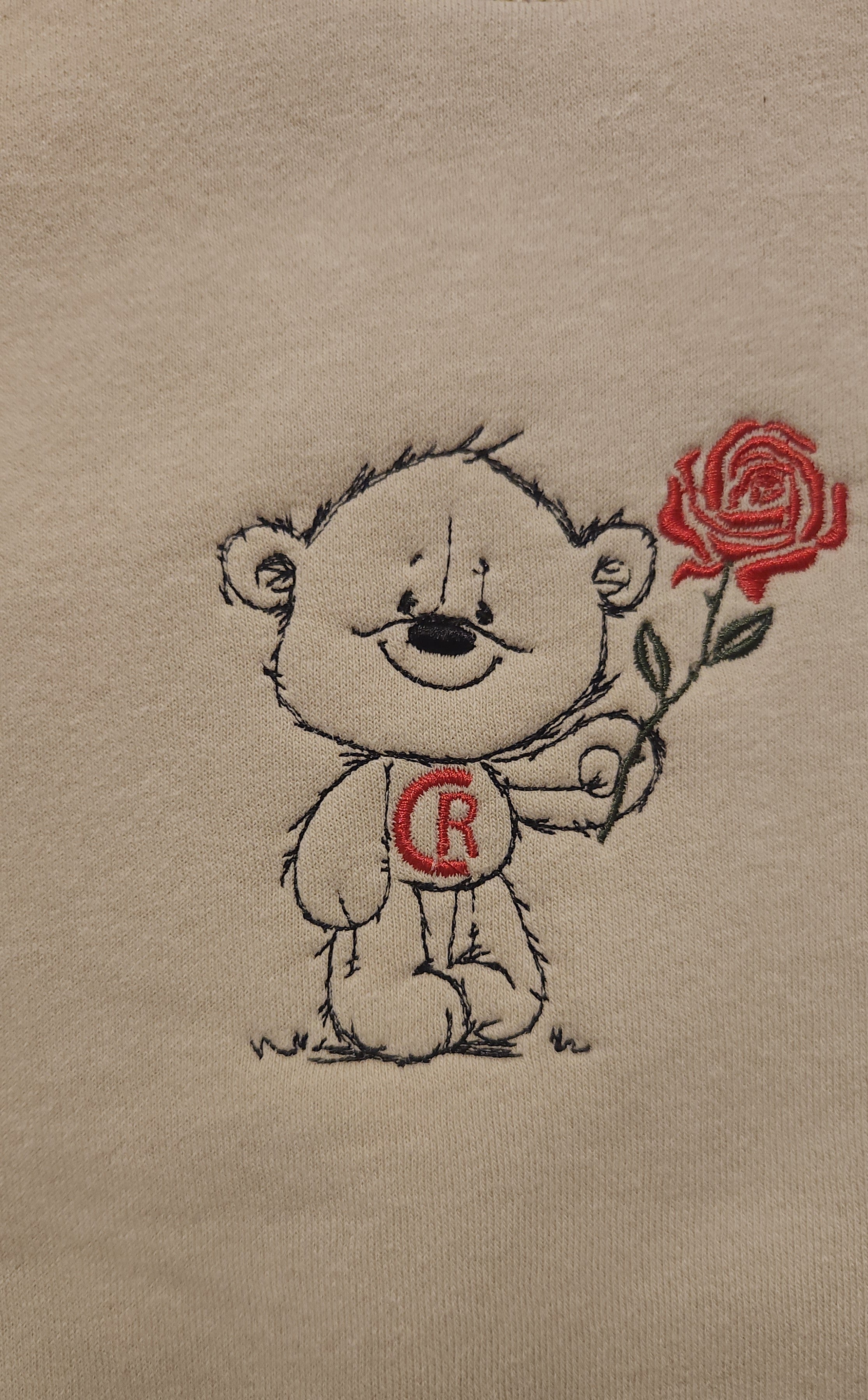 Beige Cropped Top, Teddy Bear With Rose