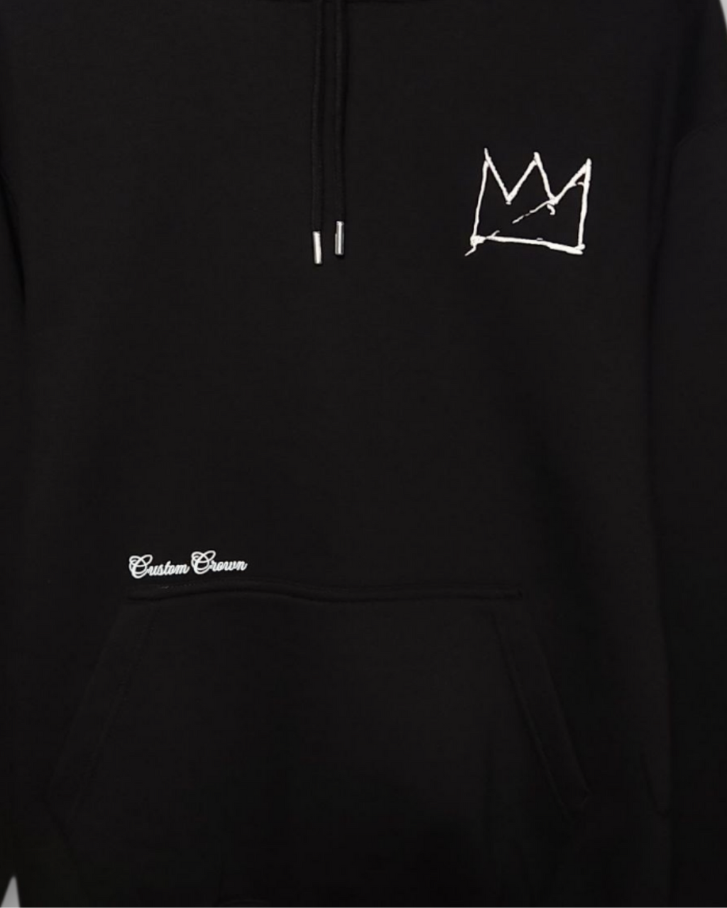 Unisex Black Heavyweight Hoodie With Embroidery Crown