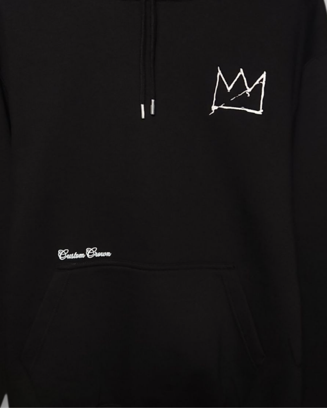 Unisex Black Heavyweight Hoodie With Embroidery Crown