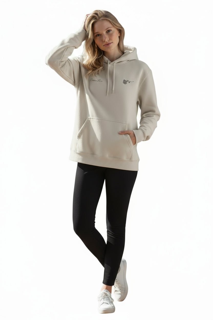 Soft Gray Heavyweight Hoodie With Rose