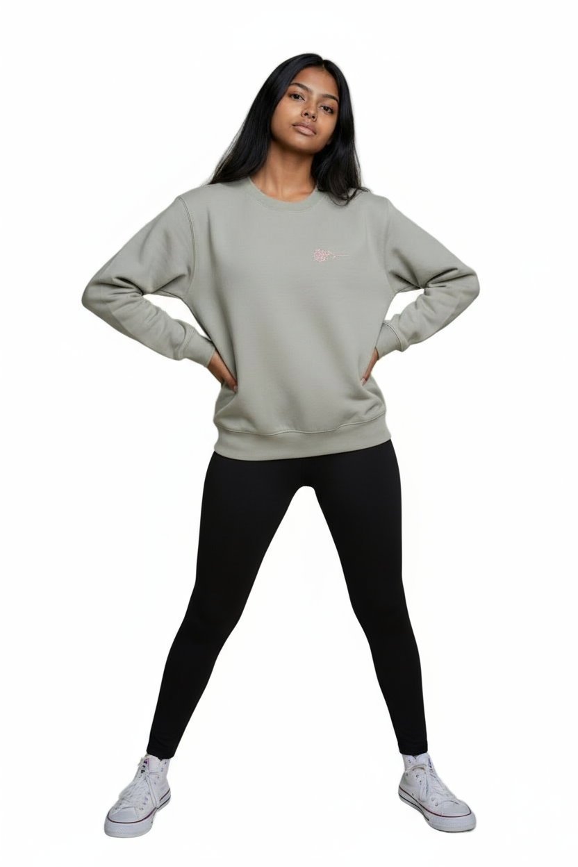 Natural Stone Crewneck Sweatshirt With Rose
