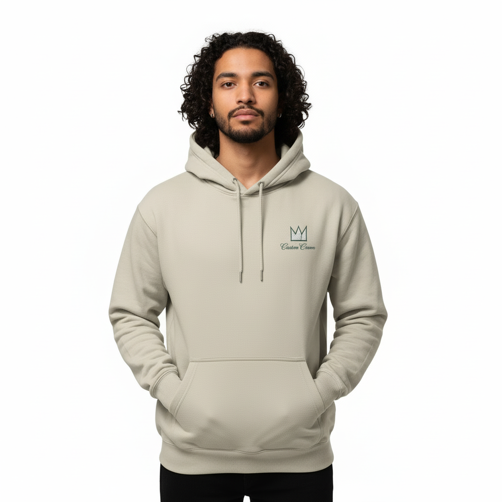 Unisex Silver Heavyweight Hoodie With Embroidery Crown