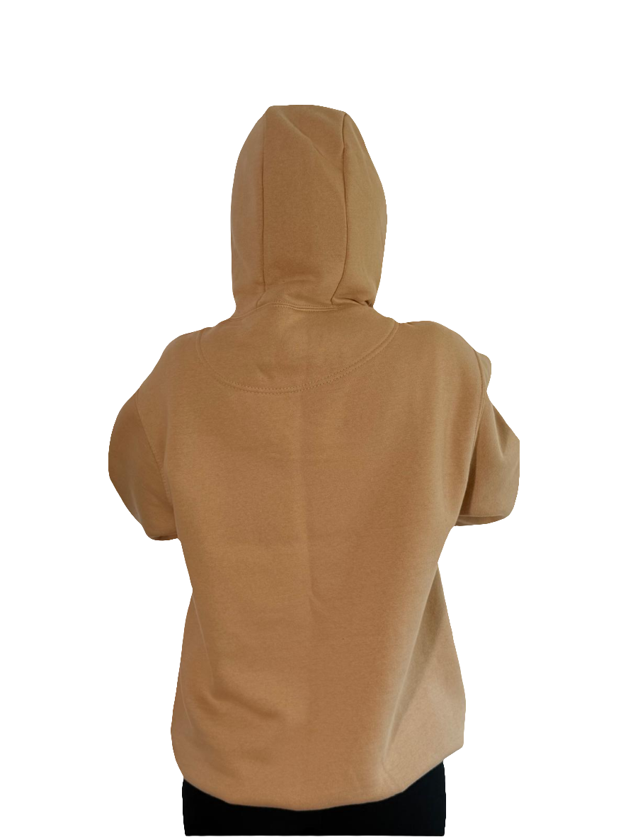 Unisex Beige Heavyweight Hoodie With Cute Teddy Wearing A Crown