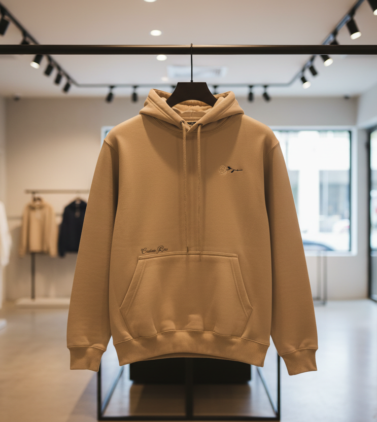 Unisex Soft Gray Heavyweight Hoodie With 2 Tone Rose