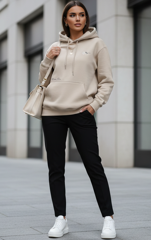 Unisex Soft Gray Heavyweight Hoodie With 2 Tone Rose