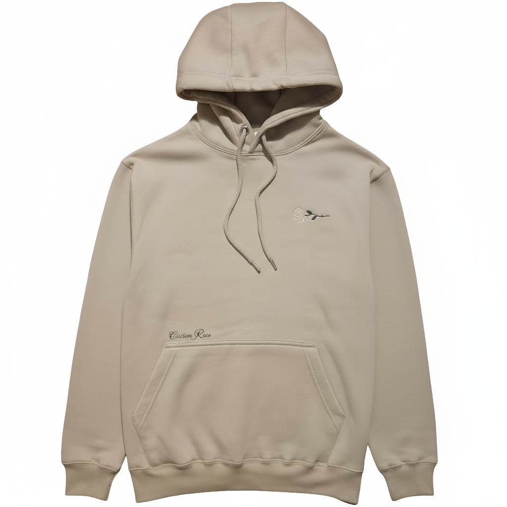 Unisex Soft Gray Heavyweight Hoodie With 2 Tone Rose