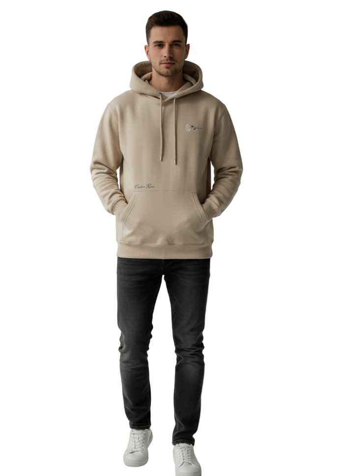 Unisex Soft Gray Heavyweight Hoodie With 2 Tone Rose