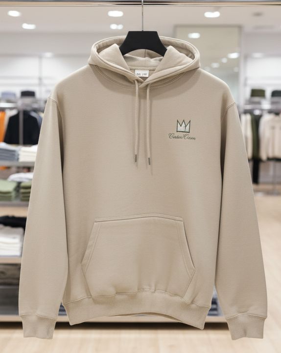 Unisex Silver Heavyweight Hoodie With Embroidery Crown