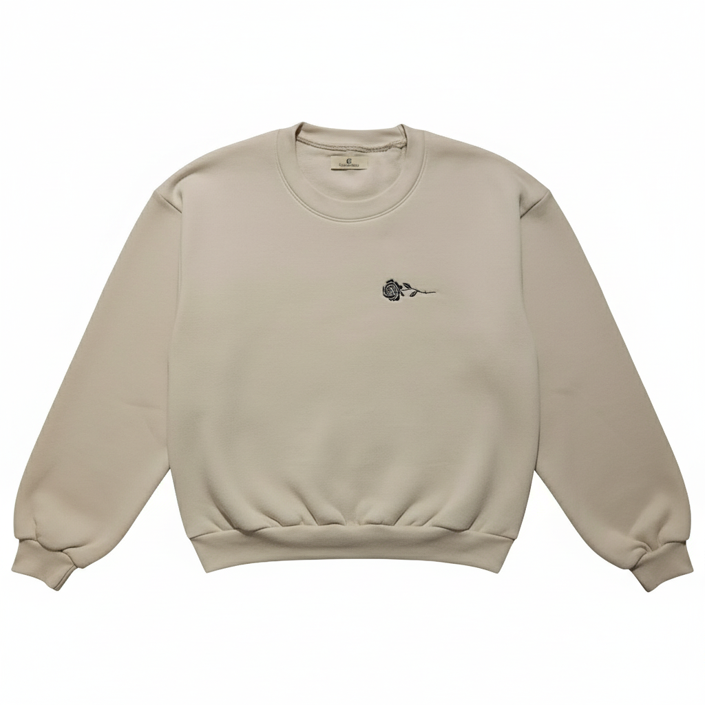 Beige Cropped Top With Rose