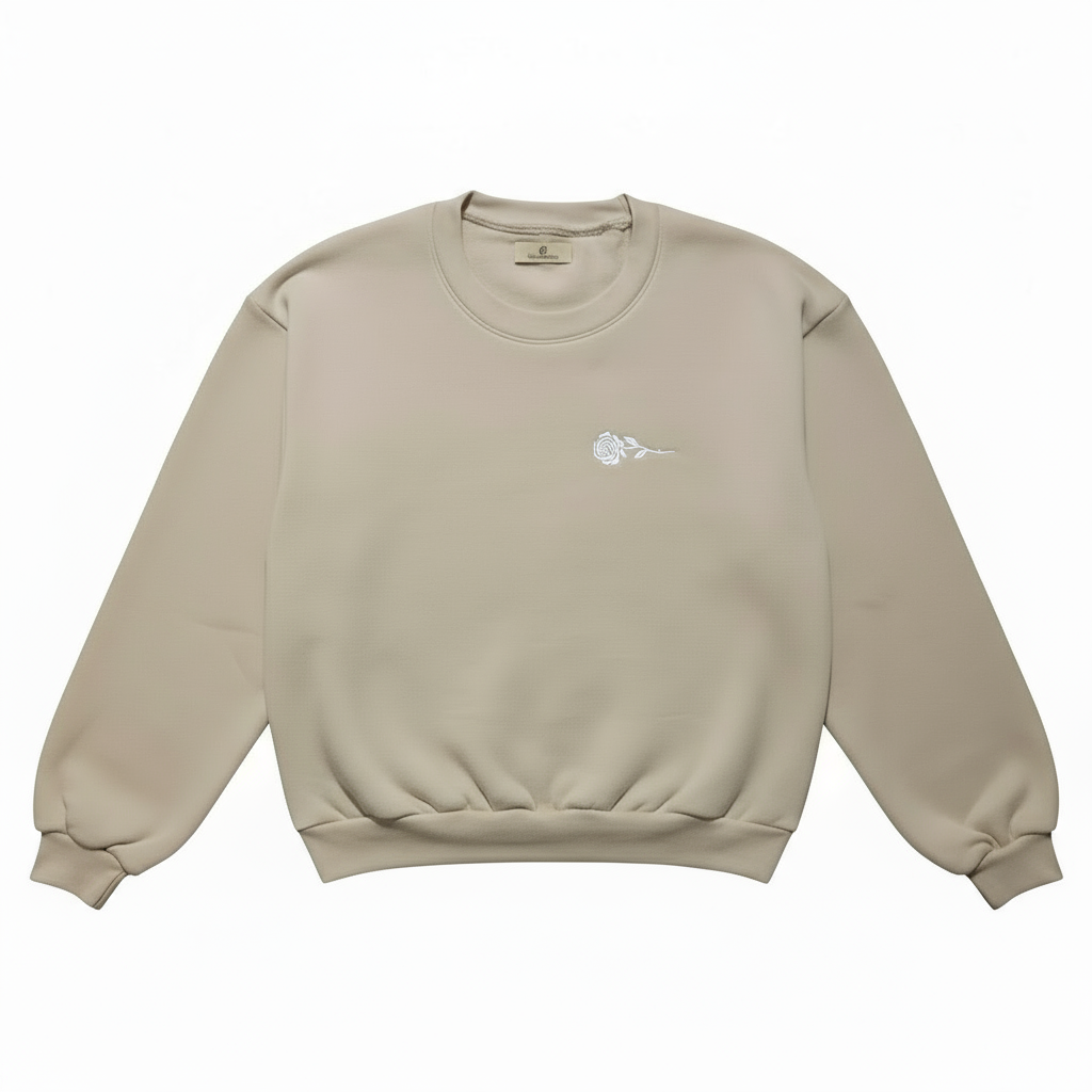 Beige Cropped Top With Rose