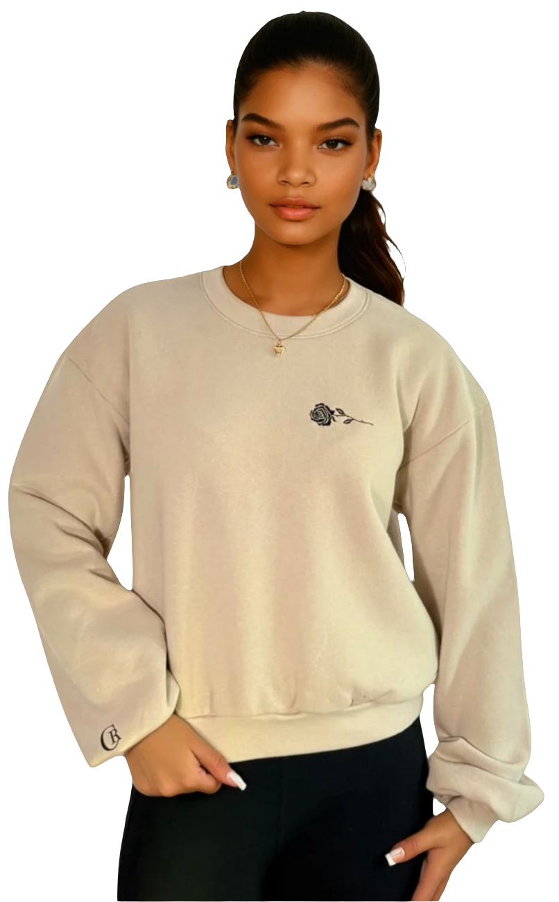 Beige Cropped Top With Rose