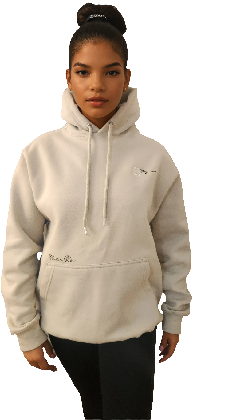 Unisex Soft Gray Heavyweight Hoodie With 2 Tone Rose