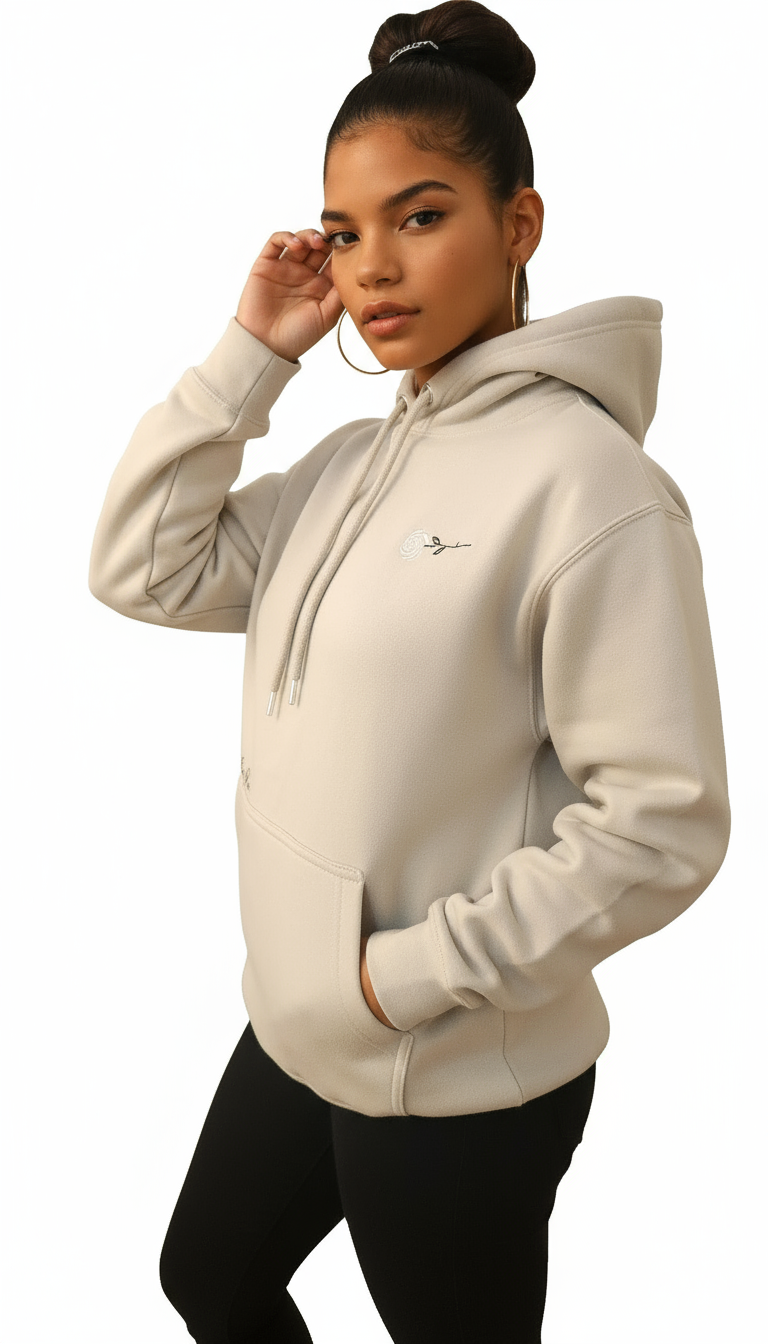 Unisex Soft Gray Heavyweight Hoodie With 2 Tone Rose