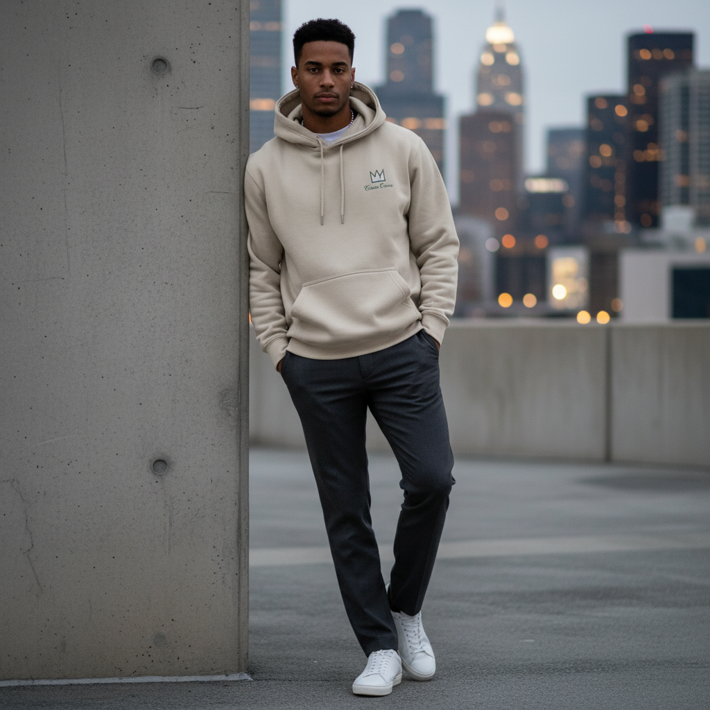 Unisex Silver Heavyweight Hoodie With Embroidery Crown