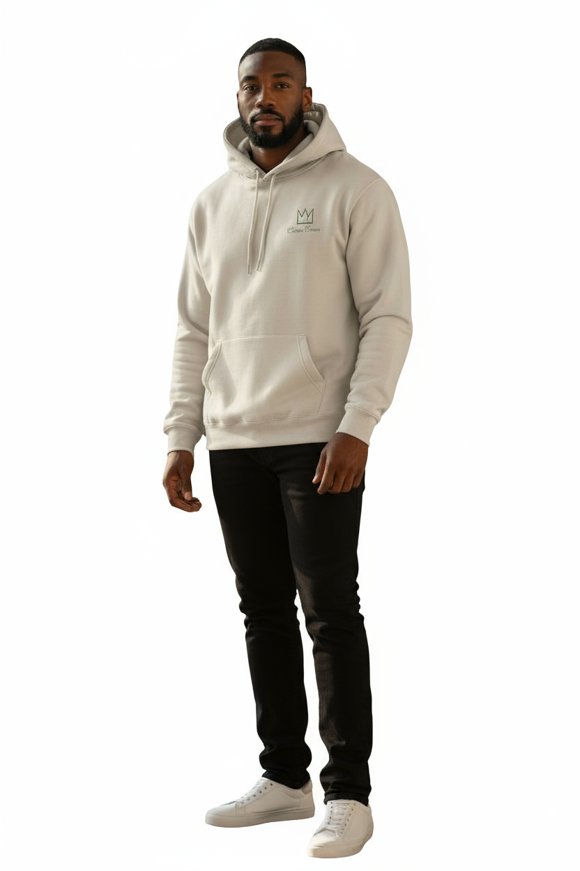 Unisex Silver Heavyweight Hoodie With Embroidery Crown