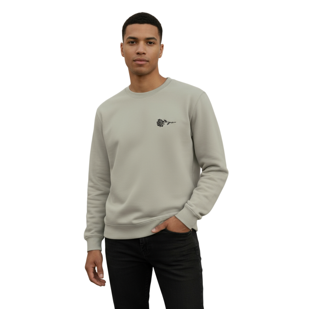 Natural Stone Crewneck Sweatshirt With Rose