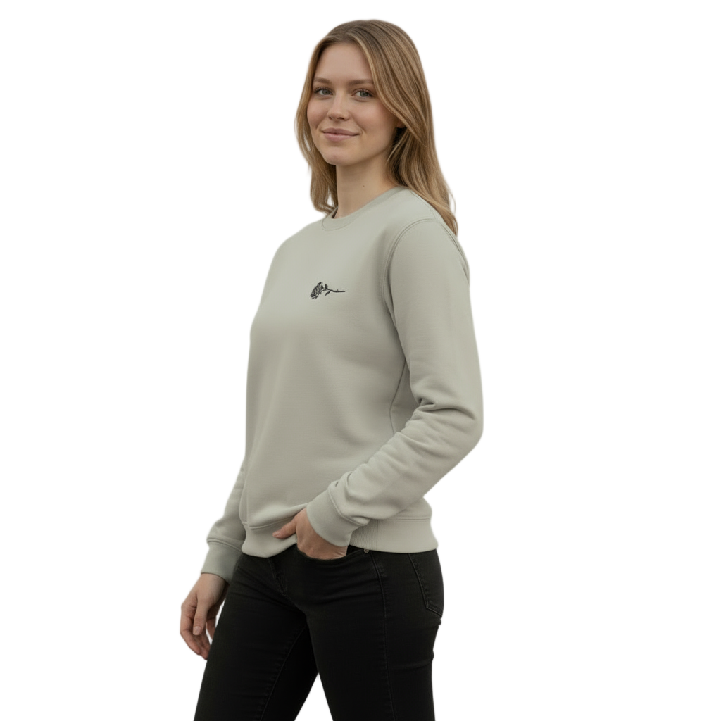 Natural Stone Crewneck Sweatshirt With Rose