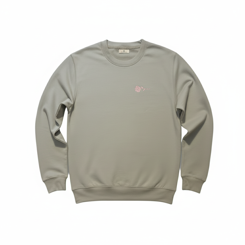 Natural Stone Crewneck Sweatshirt With Rose