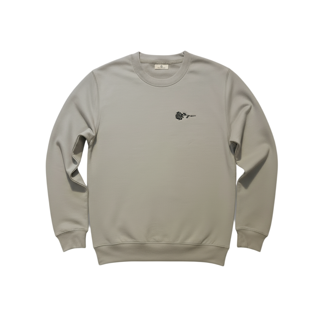 Natural Stone Crewneck Sweatshirt With Rose