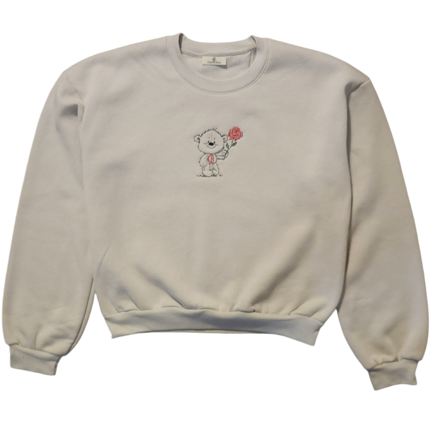 Beige Cropped Top, Teddy Bear With Rose