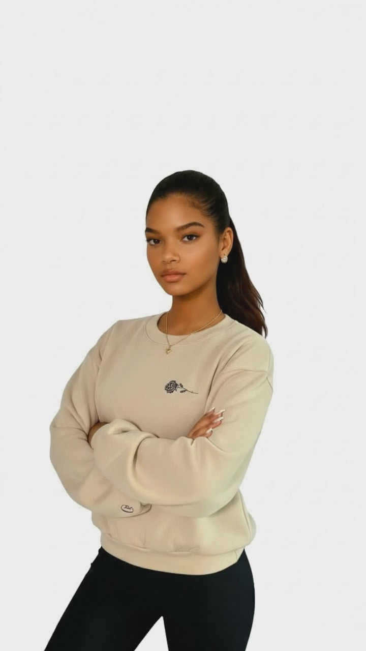 Beige Cropped Top With Rose