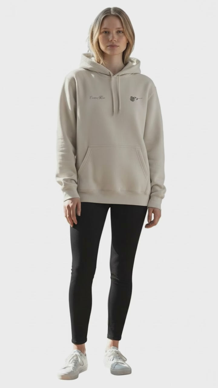 Soft Gray Heavyweight Hoodie With Rose