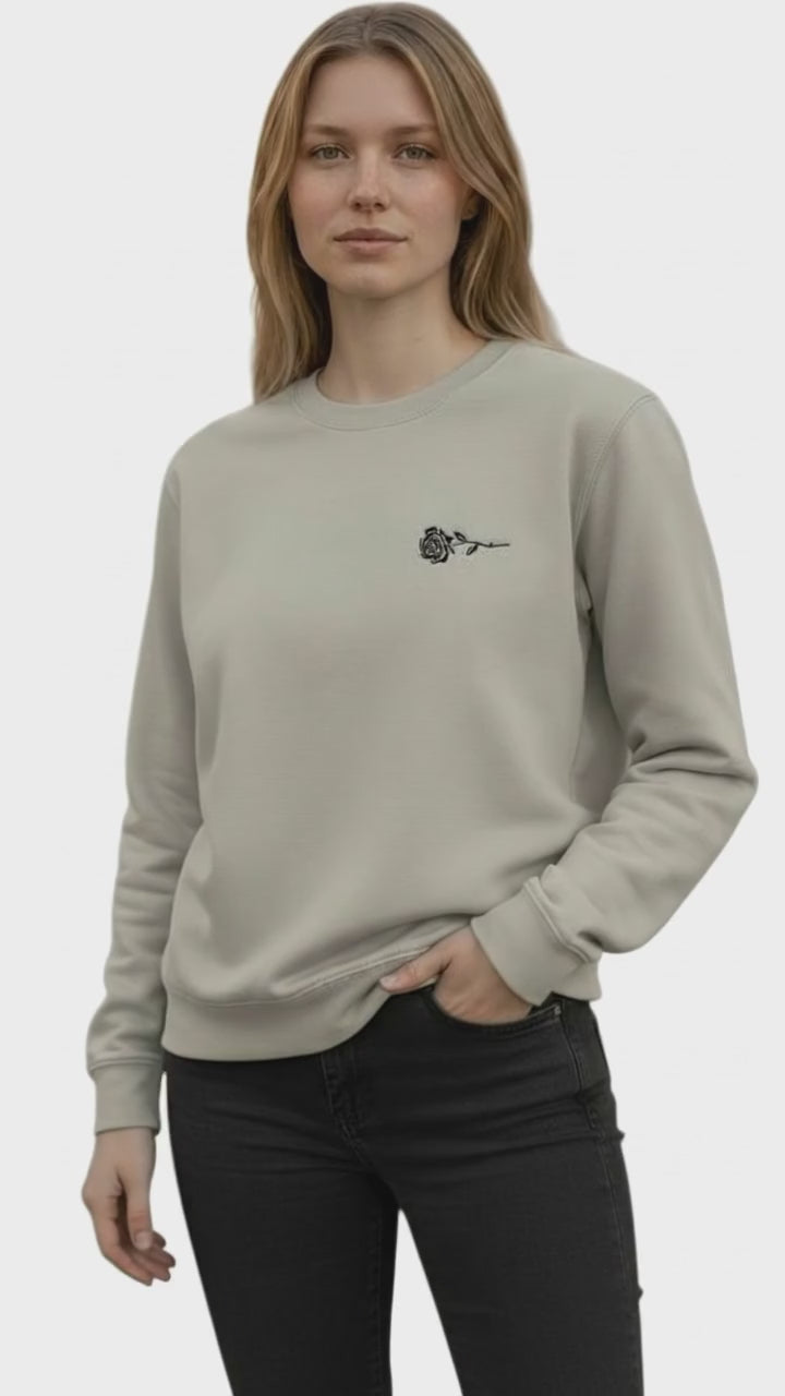 Natural Stone Crewneck Sweatshirt With Rose