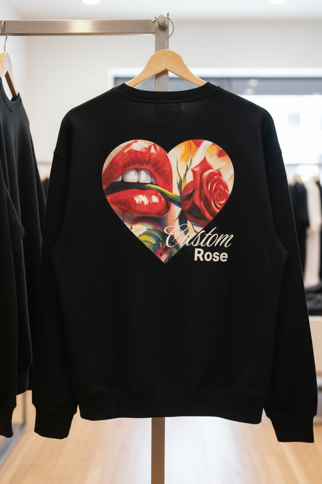 Black Boxy Fit Heavyweight Crewneck With Graphic on The Back