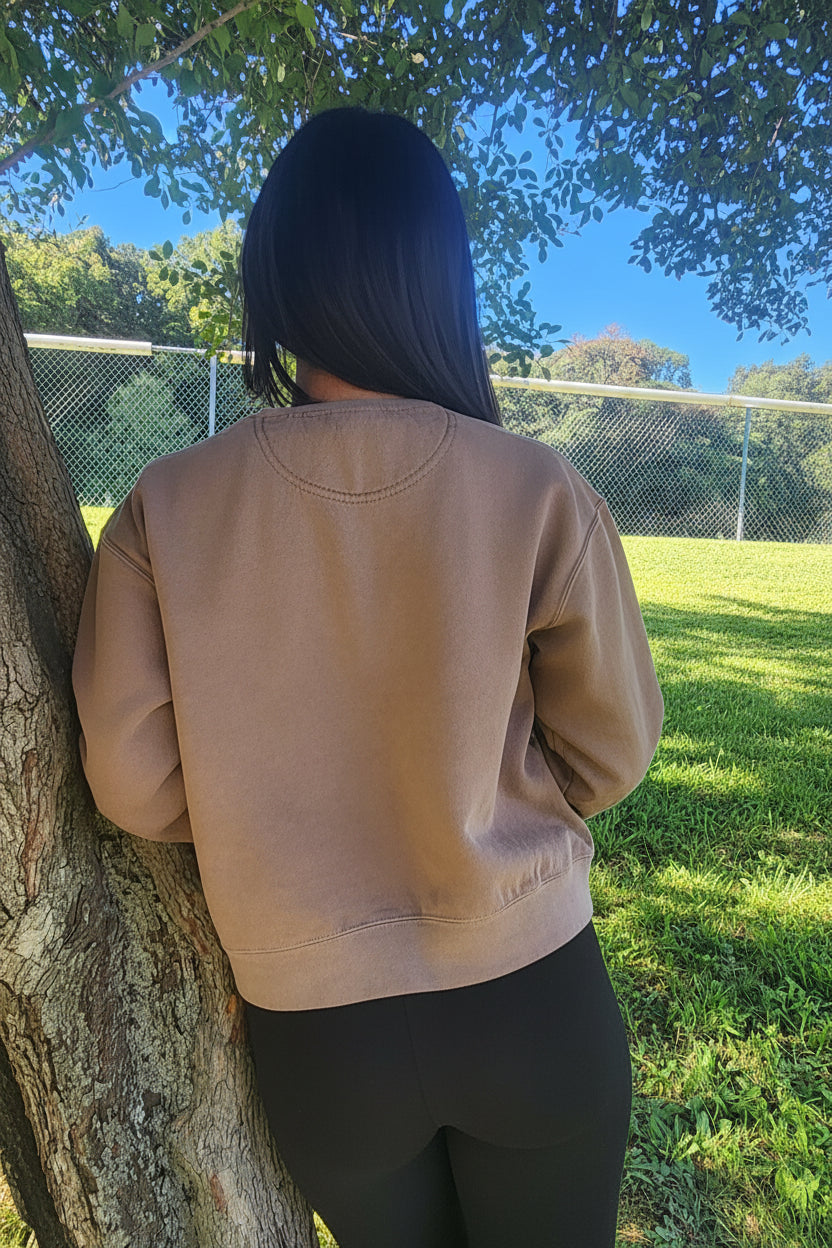 Women Espresso Mid Cropped Crewneck