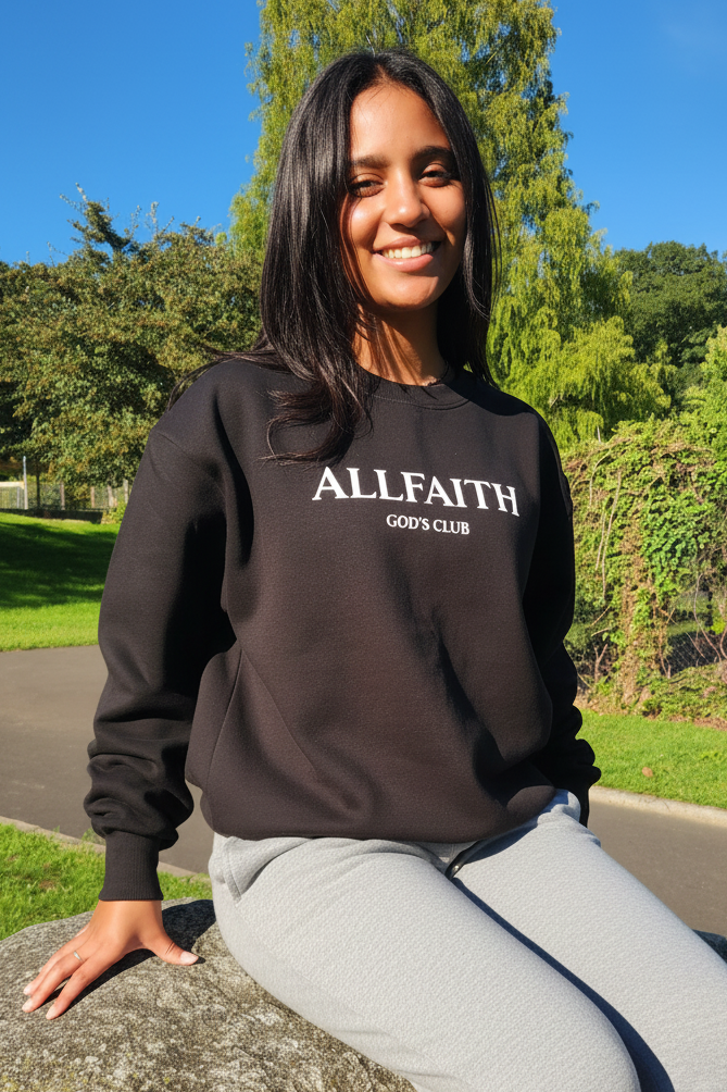 Unisex Jet Black ALLFAITH Crewneck