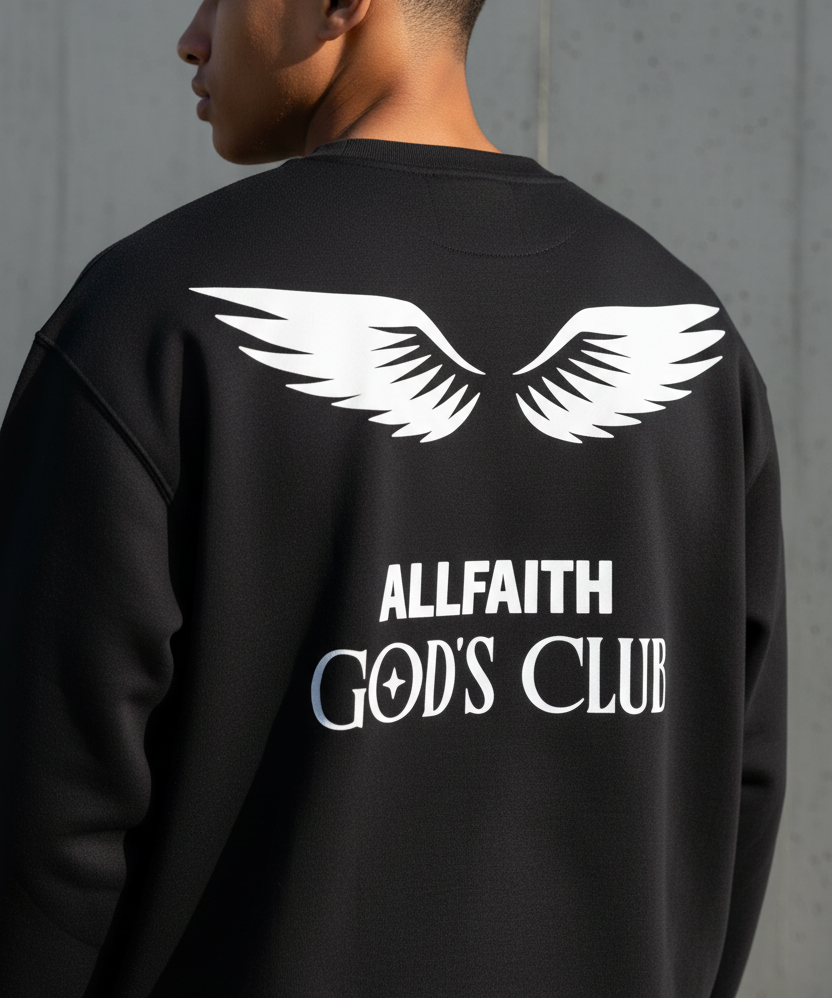 Black Unisex Heavyweight Oversized ALLFAITH Crewneck