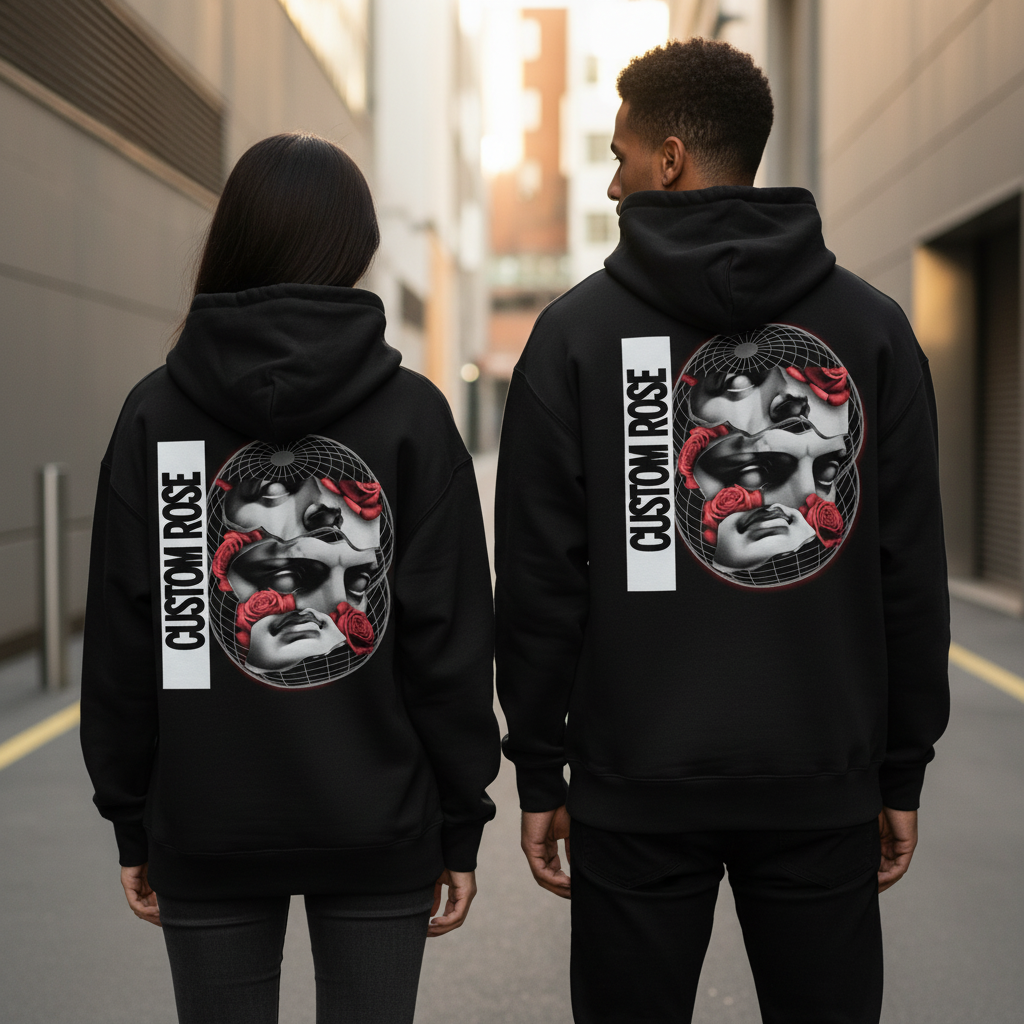 Black Heavyweight Hoodie With Graphic On The Back