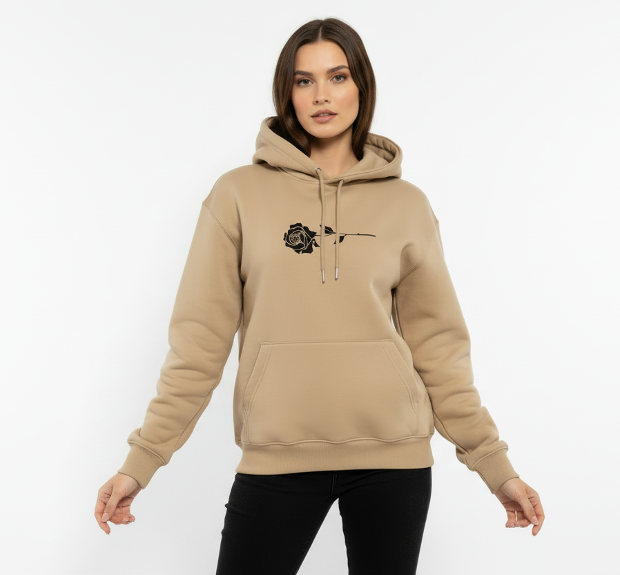 Unisex Beige Fleece Hoodie