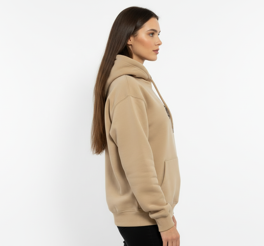 Unisex Beige Fleece Hoodie