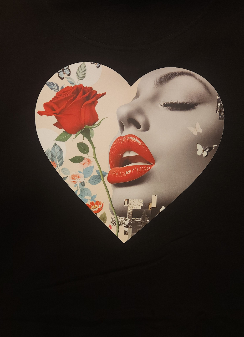 Black Heavyweight Hoodie With Heart Shape Design On The Back