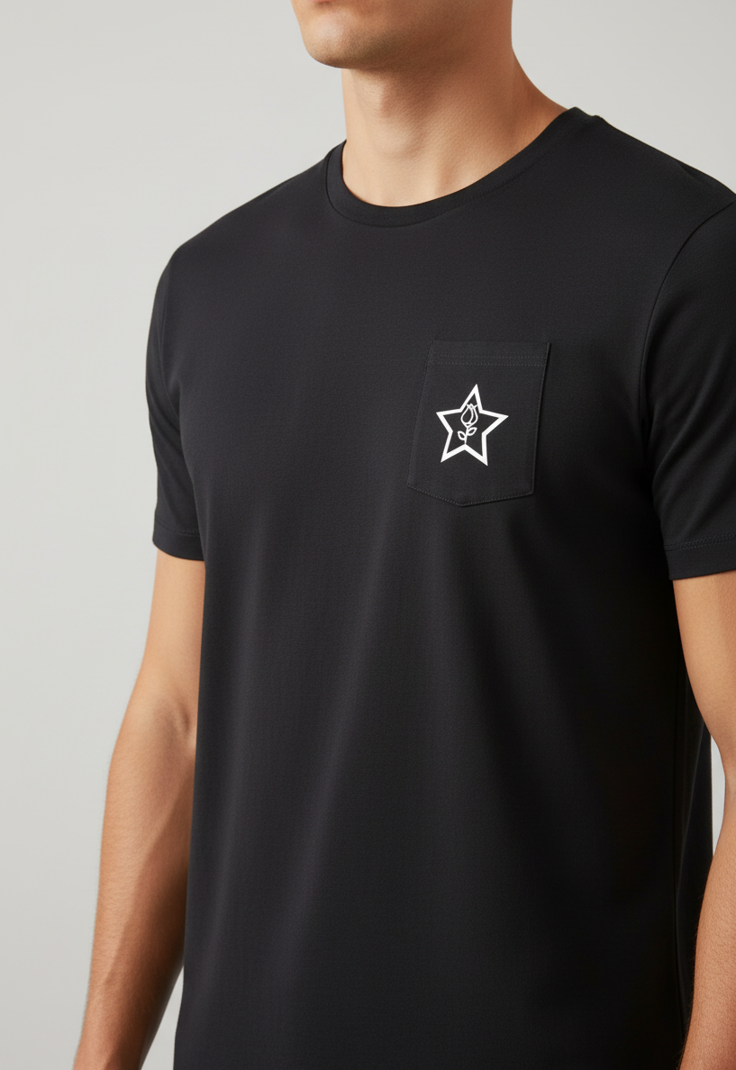 Unisex Rose In Star Black T-Shirt