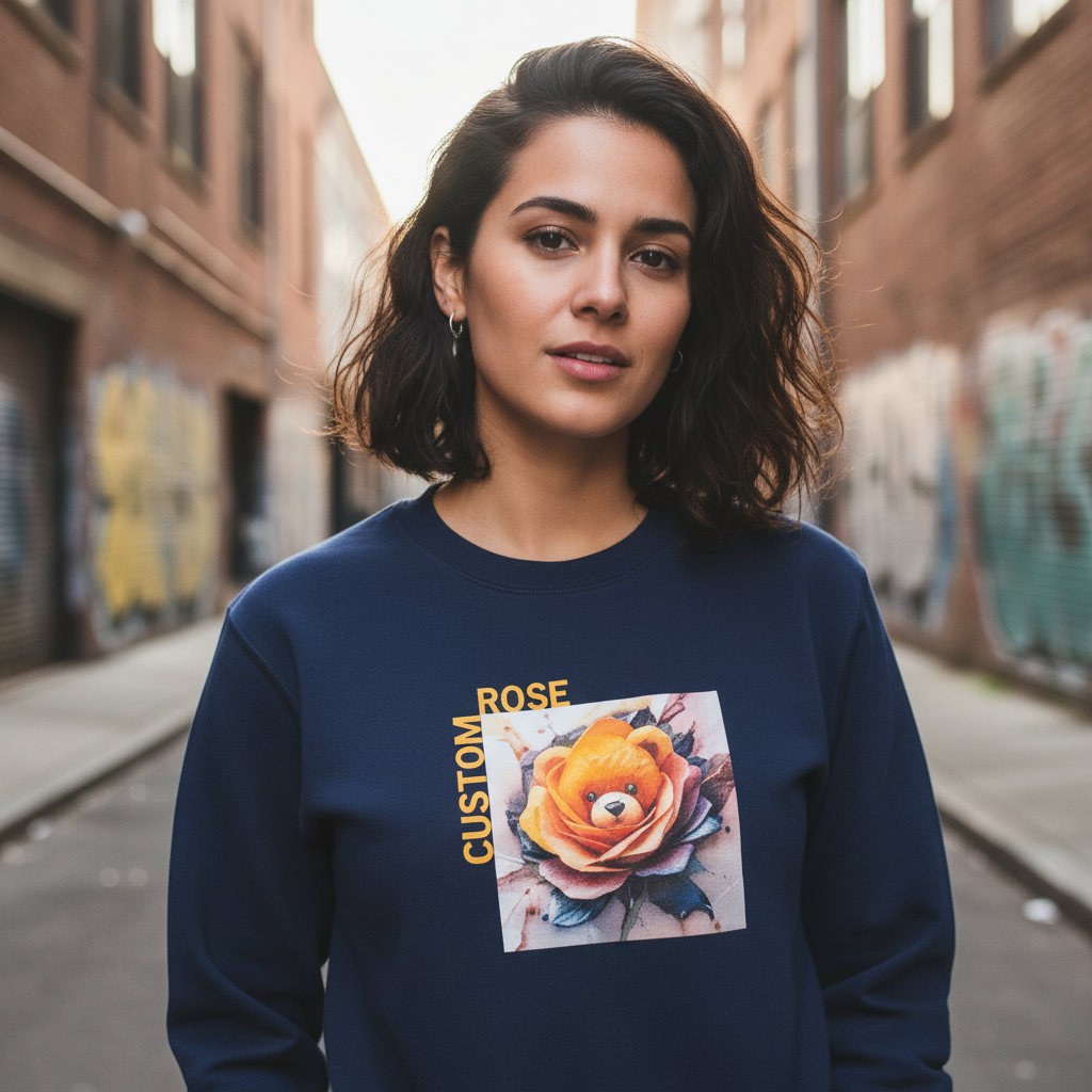 Navy Blue Crewneck With Graphic In Front