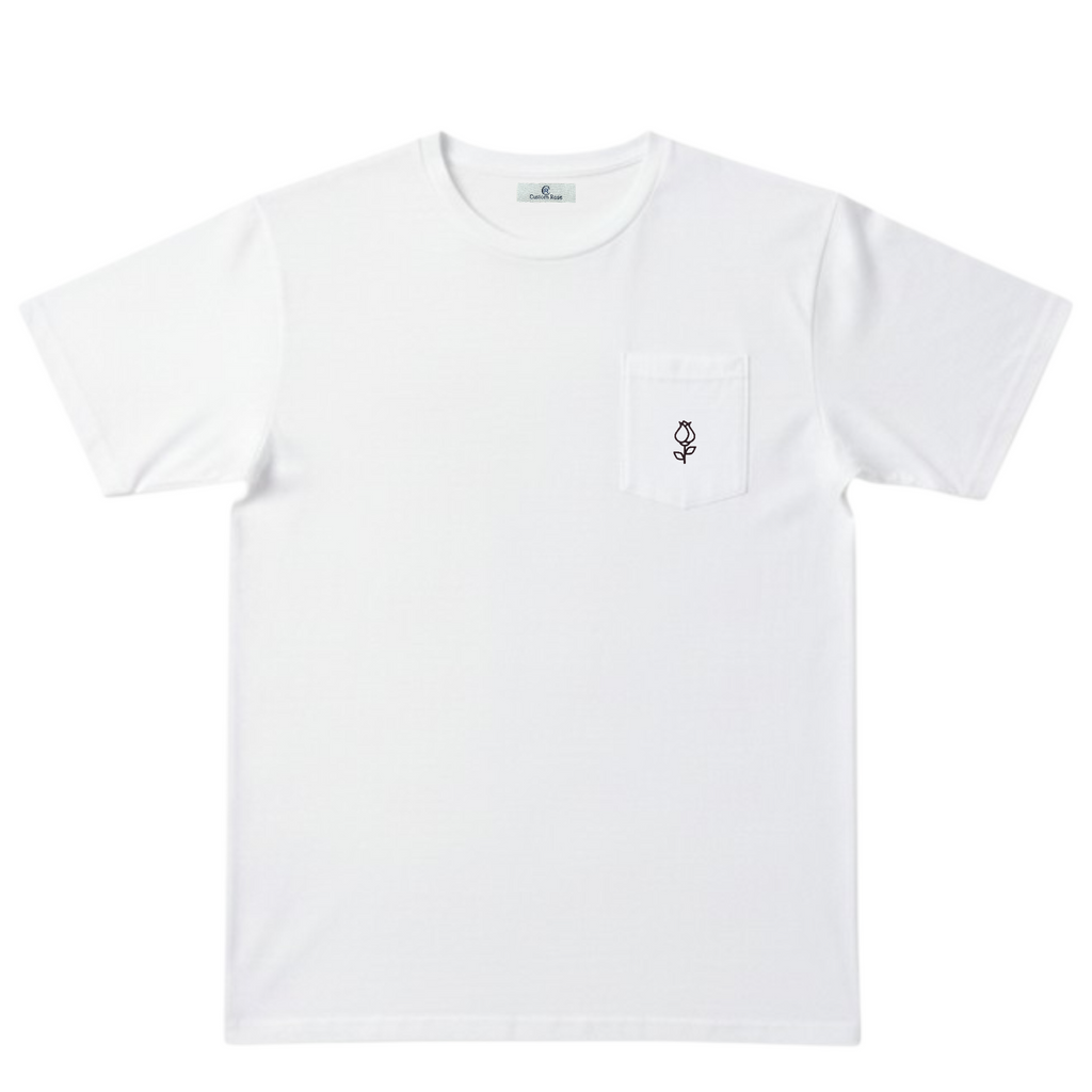 White T-Shirt With Burgundy Rose