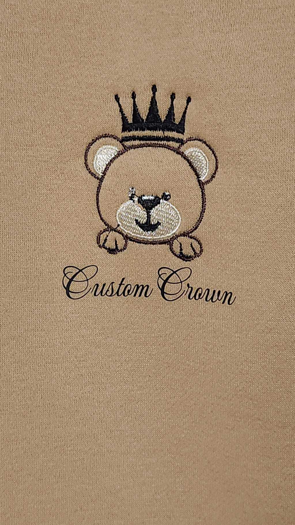 Unisex Beige Heavyweight Hoodie With Cute Teddy Wearing A Crown