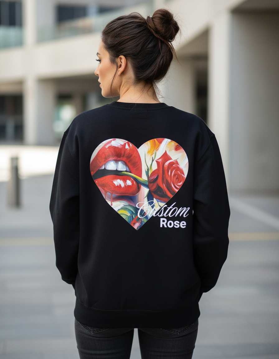 Black Boxy Fit Heavyweight Crewneck With Graphic on The Back