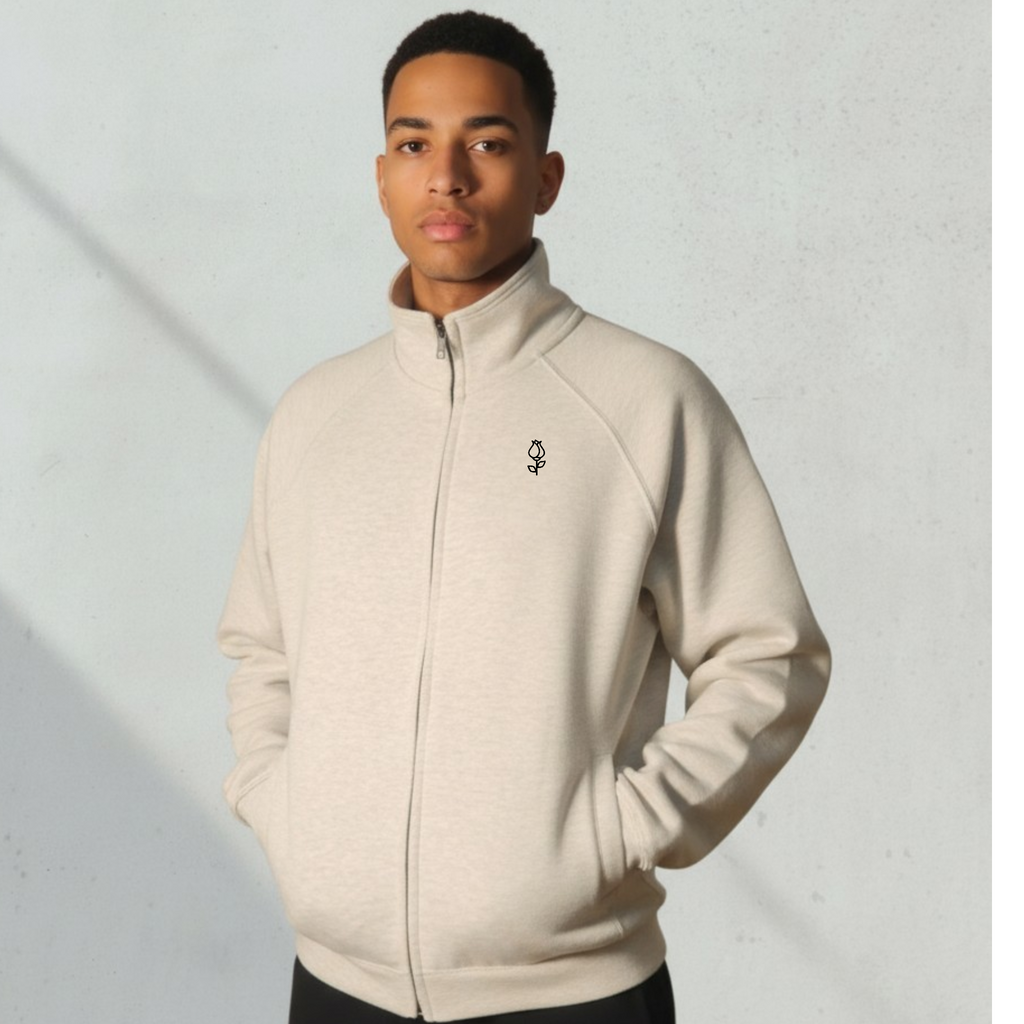 Unisex Oatmeal Fleece Track Jacket